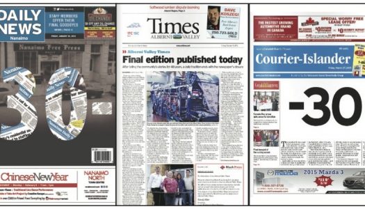 Covers of three Canadian newspapers' final editions