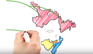 Hand draws map of Atlantic region in Image from Atlantic Immigration Pilot Program video